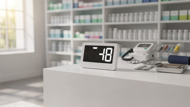Geordnete Medikamentenpackungen mit Preisschildern auf Apothekentisch – Ratgeber für günstige Arzneimittel