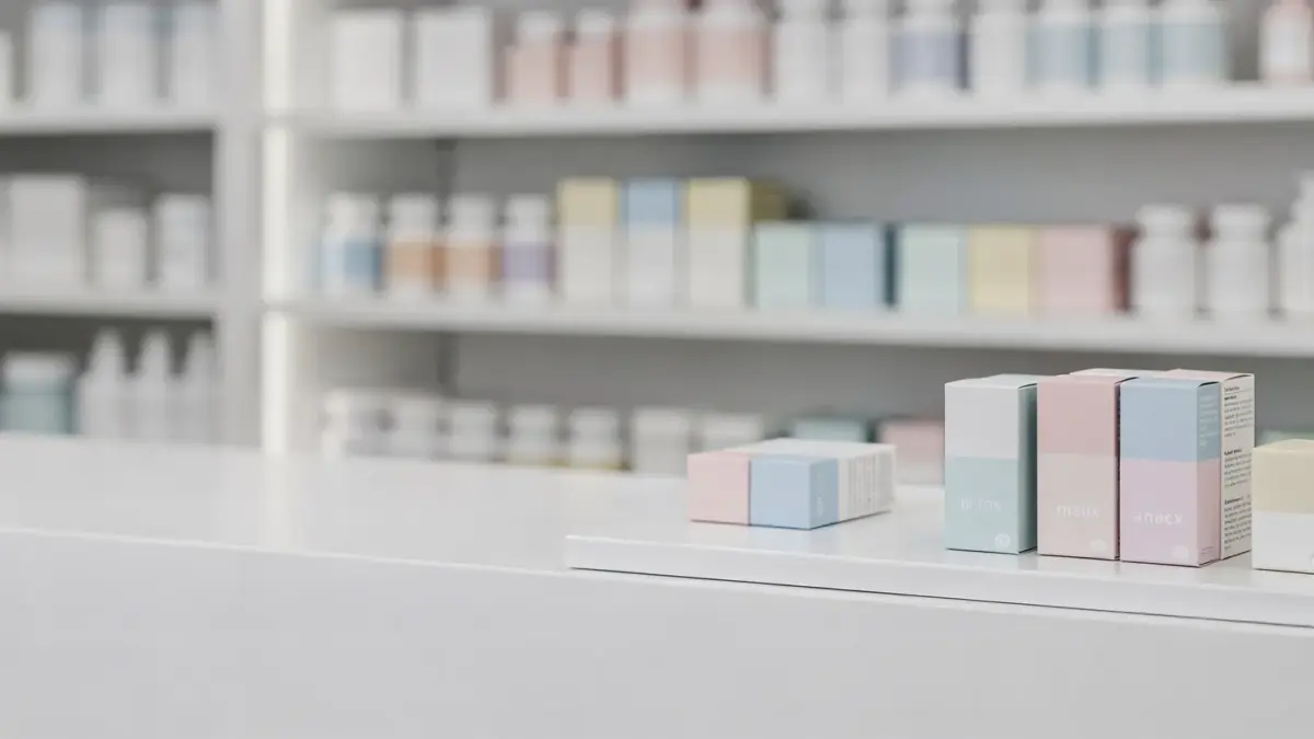 Pharmazie-Szene mit Antazida zu Maaloxan und Frage nach Verschreibungspflicht