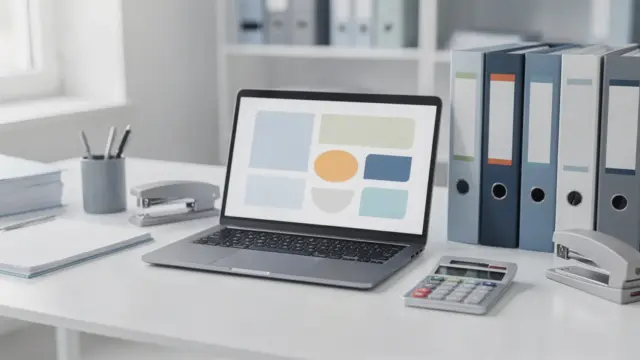 Hilfsmittelverzeichnis in einer Praxis mit Laptop und Ordnern zur Kostenübernahme
